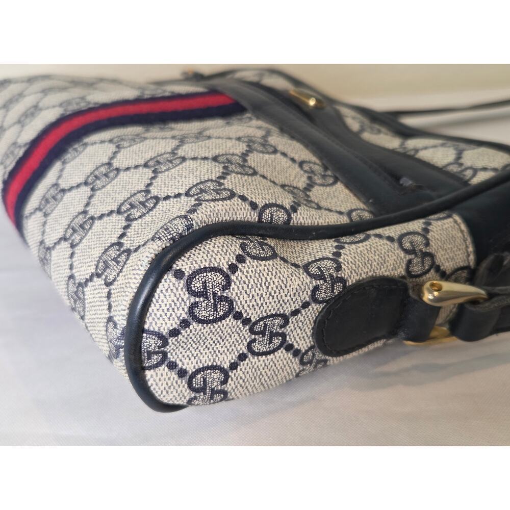 Gucci Vintage GG Supreme Crossbody Bag Navy Web Stripe Ophidia Bag Italy - Picture 5 of 15